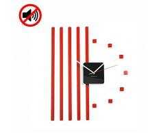 FLEXISTYLE Orologio da Parete Moderno Points Rosso Adesivo 3D Fai da Te Salotto Decorativo Silenzioso 45 x 58 cm