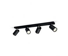 Philips Lighting Spot 5059430PN Philips Faretto Kosipo con 4 Punti Luce, Attacco GU10, Lampadina Non Inclusa, Nero, 7x62.8x9.2 cm