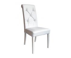 La Seggiola Billionaire Brill, Art. 124Br, Sedia in Ecopelle Soft Bianco, Con Brillanti Tipo Swarovsky, Struttura in Tinta, Set. 2 Pz