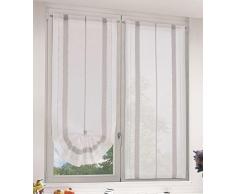 Home Collection TCMOM129/150 Tendina Coppia Momo, Poliestere-Cotone, Grigio, 60x150 cm, 2 UnitÃ