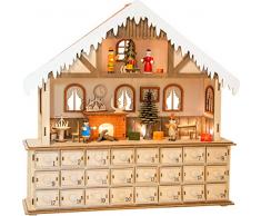 Small Foot 10546 Calendario dellAvvento Soggiorno con Illuminazione, Legno, Natura, 39 x 10 x 38 cm