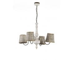 ONLI 4887/4 Lampadario Cestino con Paralumi E27, Bianco, 90 x h 140cm