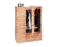 Relaxdays - Armadio a Incastro, 8 Scomparti, in plastica, con Ante e aste Appendiabiti, Altezza 145 cm, Effetto Legno