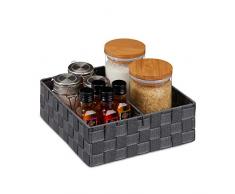 Relaxdays, Grigio Cestino Portaoggetti, con Divisorio Variabile Contenitori per Scaffali e Armadi, 9,5 x 26,5 x 26 cm, PP, Metallo, 1 pz