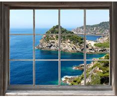 Plage 800400 Adesivo per pareti - Stickers Trompe LOeil Finestra, Mare, 60 x 75 cm