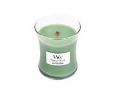 Woodwick, Candela profumata con Pluswick Innovation, paraffina di Muschio di salice Bianco, Clessidra Media