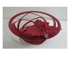 ARTI E MESTIERI Holly Xmas Centro Tavola, Metallo, Rosso, 25x5x10 cm,