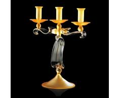 Arte di Murano Candelabro a 3 Fiamme, Ambra Satinato/Cristallo, Piccola