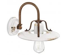 Ferroluce RetrÃ² Applique Country E27, 77 W, Bianco Lucido, 25x21x 30 cm