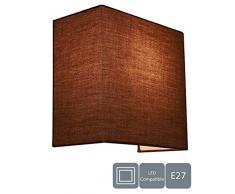 HARPER LIVING 1xE27/ES - Lampada da parete con interruttore, paralume in tessuto quadrato, adatto per LED Upgrade, ideale per camera da letto, soggiorno, corridoio, hotel, B & B