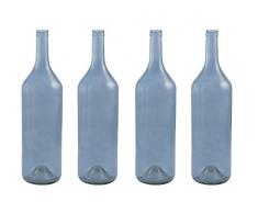 Villa dEste Home Tivoli Coastal Set 4 Bottiglie Decorative, Blu, 15x15x55 cm 4 unitÃ