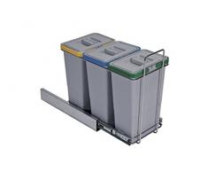 Elletipi Ecofil Pattumiera per Raccolta Differenziata, Estraibile, Adatta a Basi con Anta Battente, Grigio, 23x45x36 cm