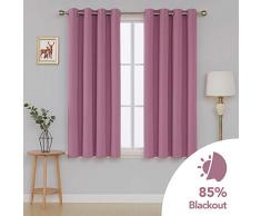 Deconovo - Coppia di Tende oscuranti con Occhielli, a Risparmio energetico, per Camera da Letto, 140 x 137 cm, Colore Rosa