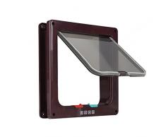 OIZEN Gattaiola Porta Basculante per Gatti e Cani, Entrata e Uscita Controllabile, Materiale ABS Gattaiola per Gatti Grandi, Marrone