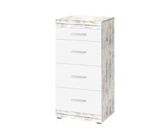 13casa Randy Buffet, Nobilitato, Bianco, 45 x 34.8 x 92 cm