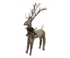 Villa dEste Home Tivoli Xmas Renna in Piedi Media, Polyrattan, Marrone, 42 x 14 x 85 cm