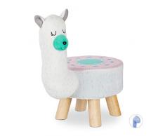 Relaxdays Sgabello a Forma di Lama per Bambini, Fodera in Peluche, Pouf da Cameretta, Giocattolo, Bianco, Pannelli MDF, Poliestere, gommapiuma, Klinge, 48 x 28 x 42 cm