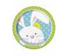8 piatti piccoli Coniglietto di Pasqua in cartone 18 cm