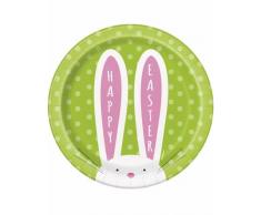 8 Piatti in cartone Coniglietto di Pasqua 18 cm
