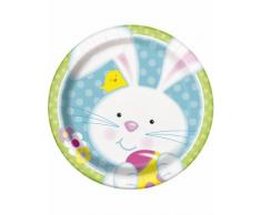 8 piatti piccoli Coniglietto di Pasqua in cartone 23 cm