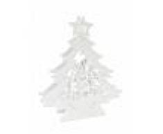 Decorazione in legno bianco albero con Babbo Natale