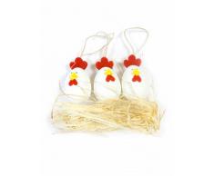 Decorazione Pasqua galline con paglia