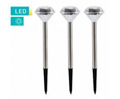 Set di 3 lampade solari LED a diamante