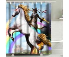 Tenda da doccia 3D Unicorno & gatto kung fu
