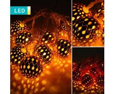 Filo di luci LED con 10 palline di Natale metallizzate