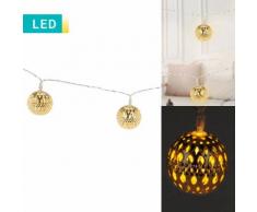 Filo di luci LED con 20 palline di Natale dorate