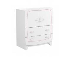 CASSETTIERA PER BAMBINI 2 ANTE 2 CASSETTI ROSE