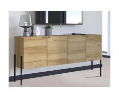 Credenza 4 ante Quercia e nero stile industriale - MEMPHIS