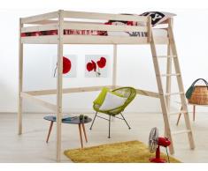 Letto a soppalco GEDEON - 140x190 cm - Pino massello - Sbiancato