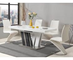 Tavolo da pranzo allungabile NOAMI - 6-8 posti - MDF laccato grigio e bianco