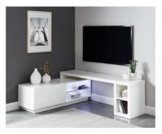 Mobile TV MALORY allungabile - con LED - 1 anta e 4 nicchie - MDF Bianco laccato