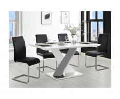Tavolo da pranzo 6 posti MDF laccato Bianco e nero - SALVA