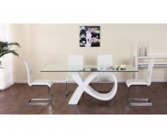 Tavolo da pranzo ETREINTE - 8 coperti - MDF e vetro temperato - Bianco