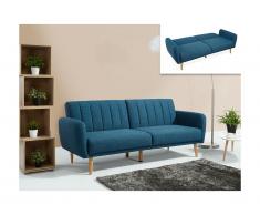 Divano letto 3 posti in tessuto VENLO - Blu
