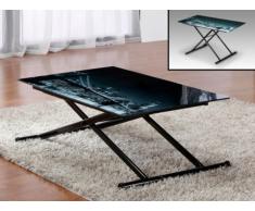 Tavolino regolabile Up e Down MIDNIGHT - 4 coperti - Vetro temperato