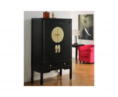 Armadio NANTONG - 2 porte e 2 cassetti - L 105 cm - Legno dolmo - Nero