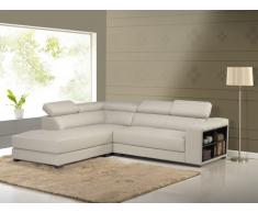 Divano angolare in pelle LEEDS - Beige - Angolo a sinistra