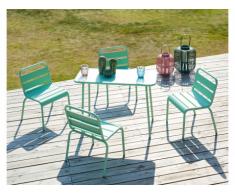 Sala da pranzo da giardino per bambini un tavolo e 4 sedie impilabili in Metallo Verde acqua - POPAYAN