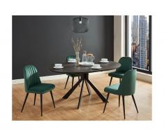 Tavolo da pranzo allungabile da 4 a 6 coperti in Ceramica e Metallo Antracite - CLARA