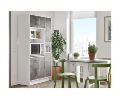 Credenza da cucina - 5 ante e 1 cassetto Bianco e Grigio - MADY