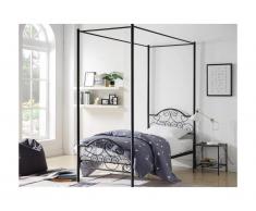Letto a baldacchino 90 x 190 cm in Metallo Nero - LEYNA