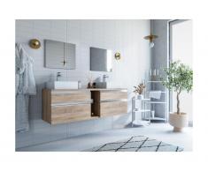 Mobili sospesi per bagno con doppio lavabo e specchi Rovere - MAGDALENA