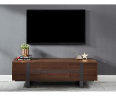 Mobile TV PETILLANTE - 3 ante - MDF e metallo - Colore: noce