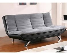 Divano letto clic-clac in tessuto e similpelle DEMIDO II - Grigio e nero