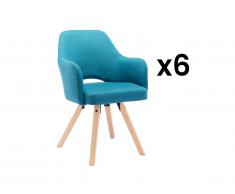 Sedia con braccioli Tessuto e Faggio Blu - Lotto di 6 - MAYELINE