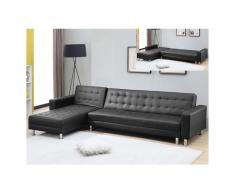 Divano letto angolare reversibile in similpelle WILLIS - Nero